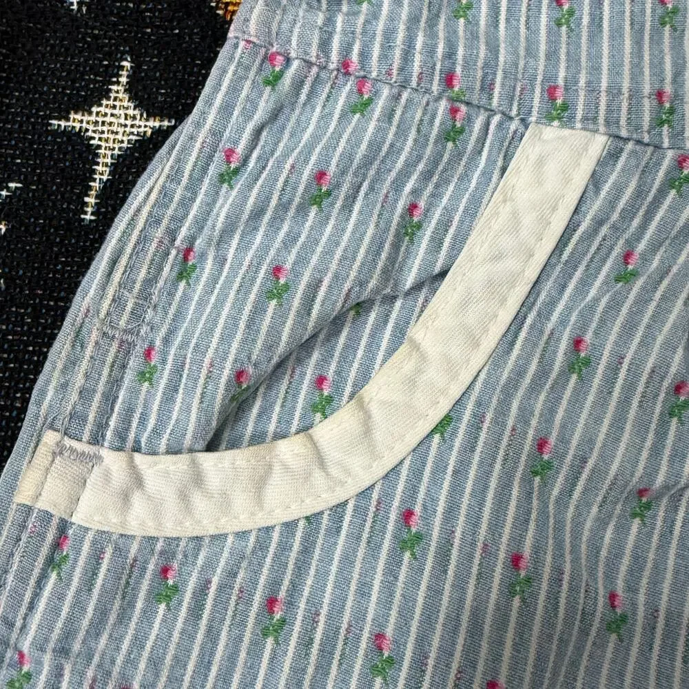 Vintage 90s OshKosh B'Gosh Floral Striped Embroidered Vestbak Overalls Girls 6